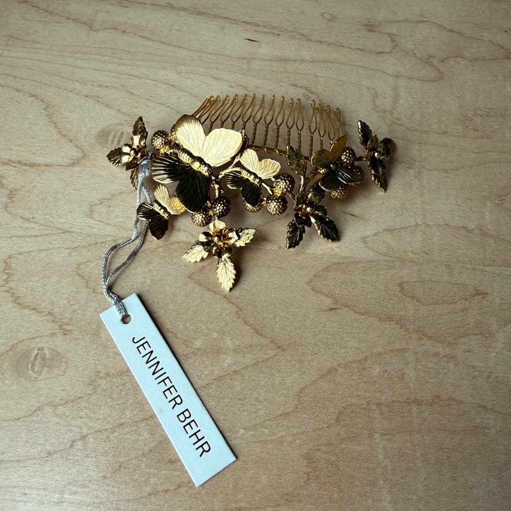 Jennifer Behr Metallic Gold Butterfly Hair Accessory